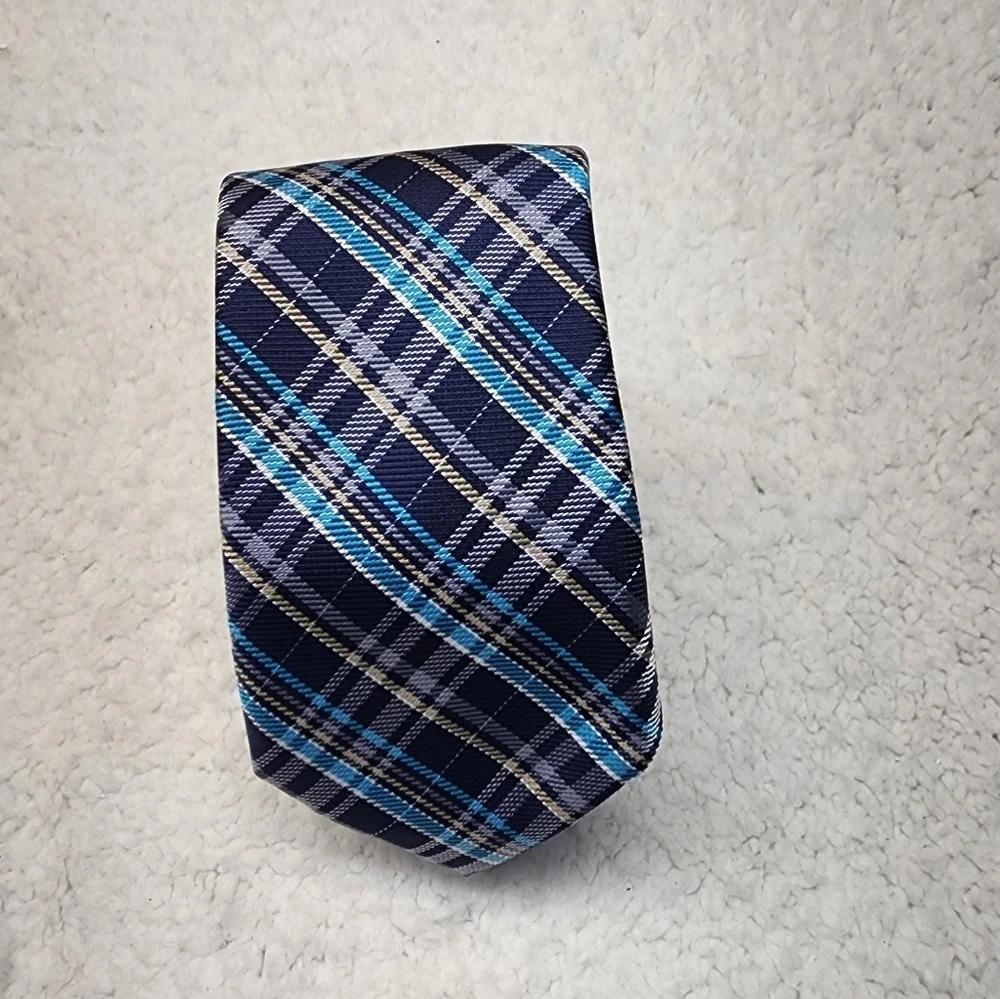 Wembley Aqua Blue Plaid Men's Tie